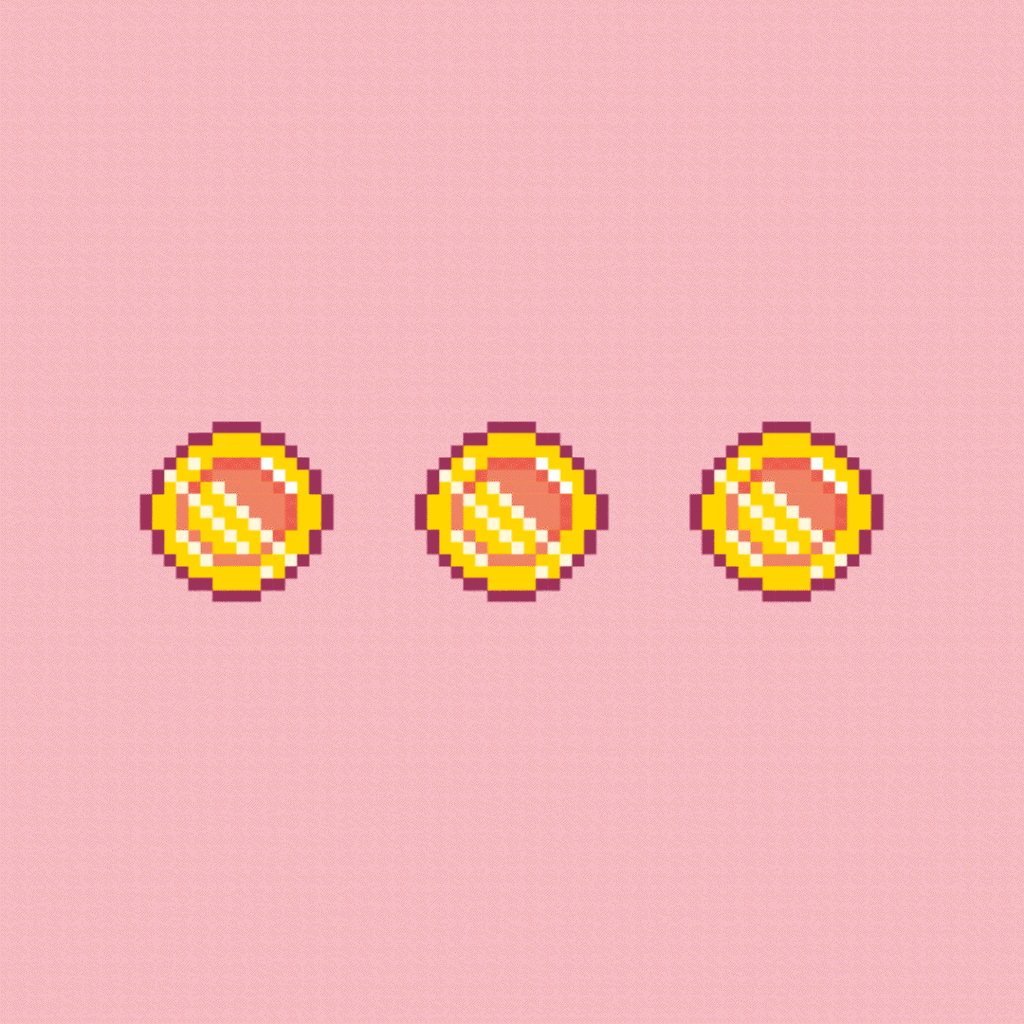 spinning retro video game coins