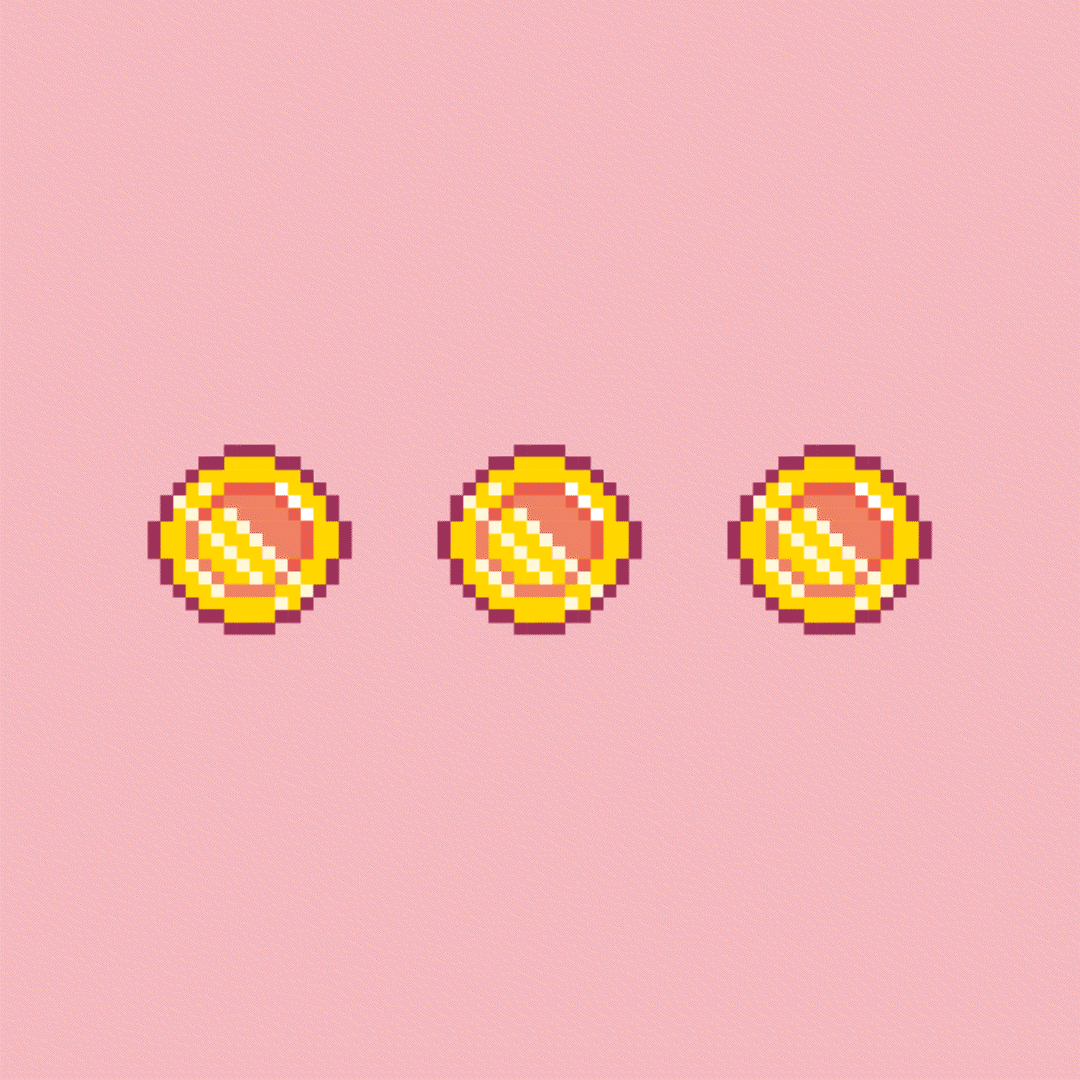 spinning retro video game coins