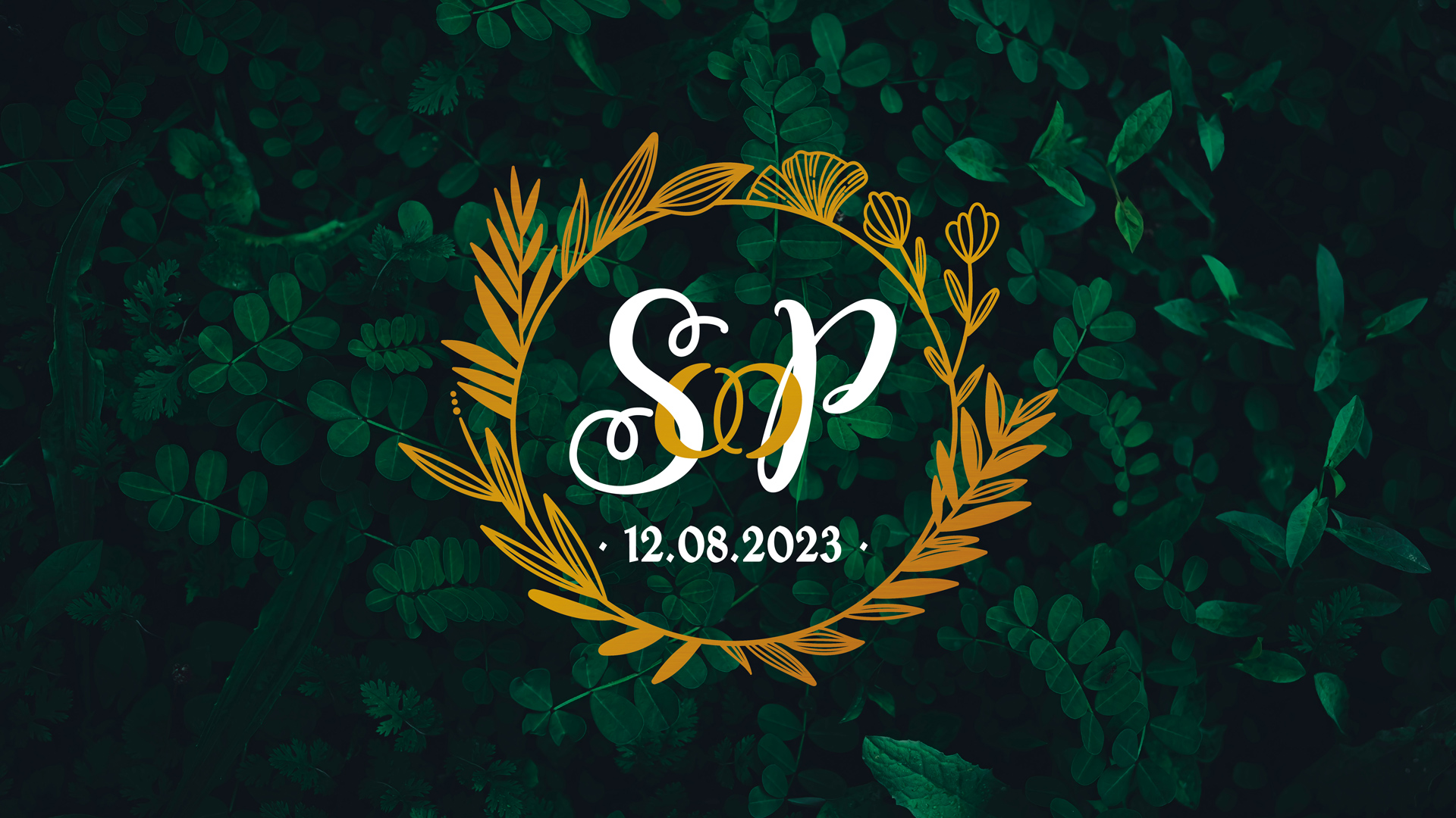 green and gold Wedding Design Logo Sarah and Patrick
