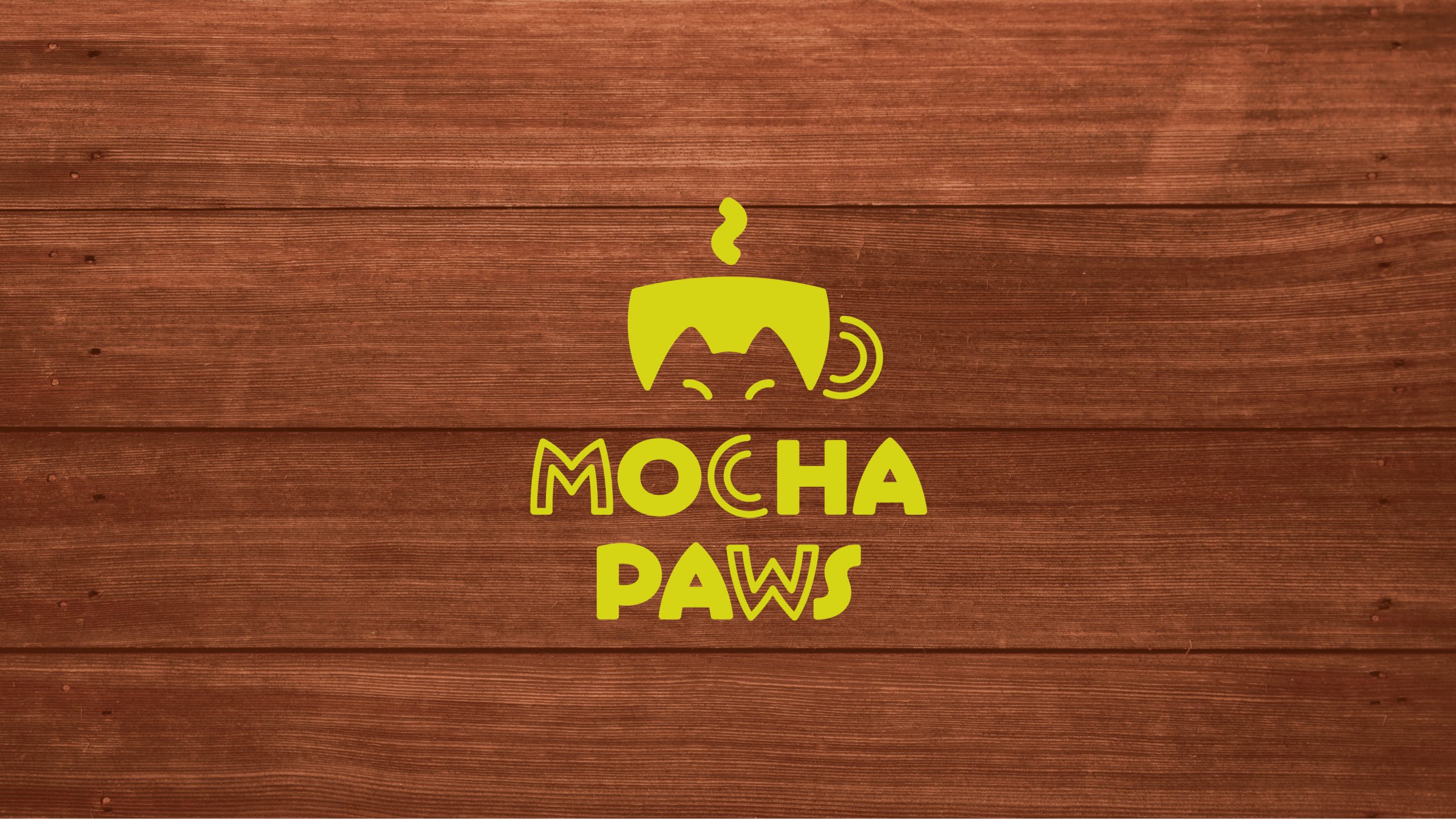 Logo for the cat café Mocha Paws: a coffee cup and a stylized face of a cat