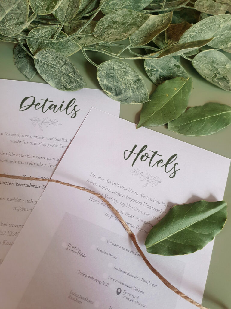 Wedding StationaryDetail Card with hand drawn icons and a route map