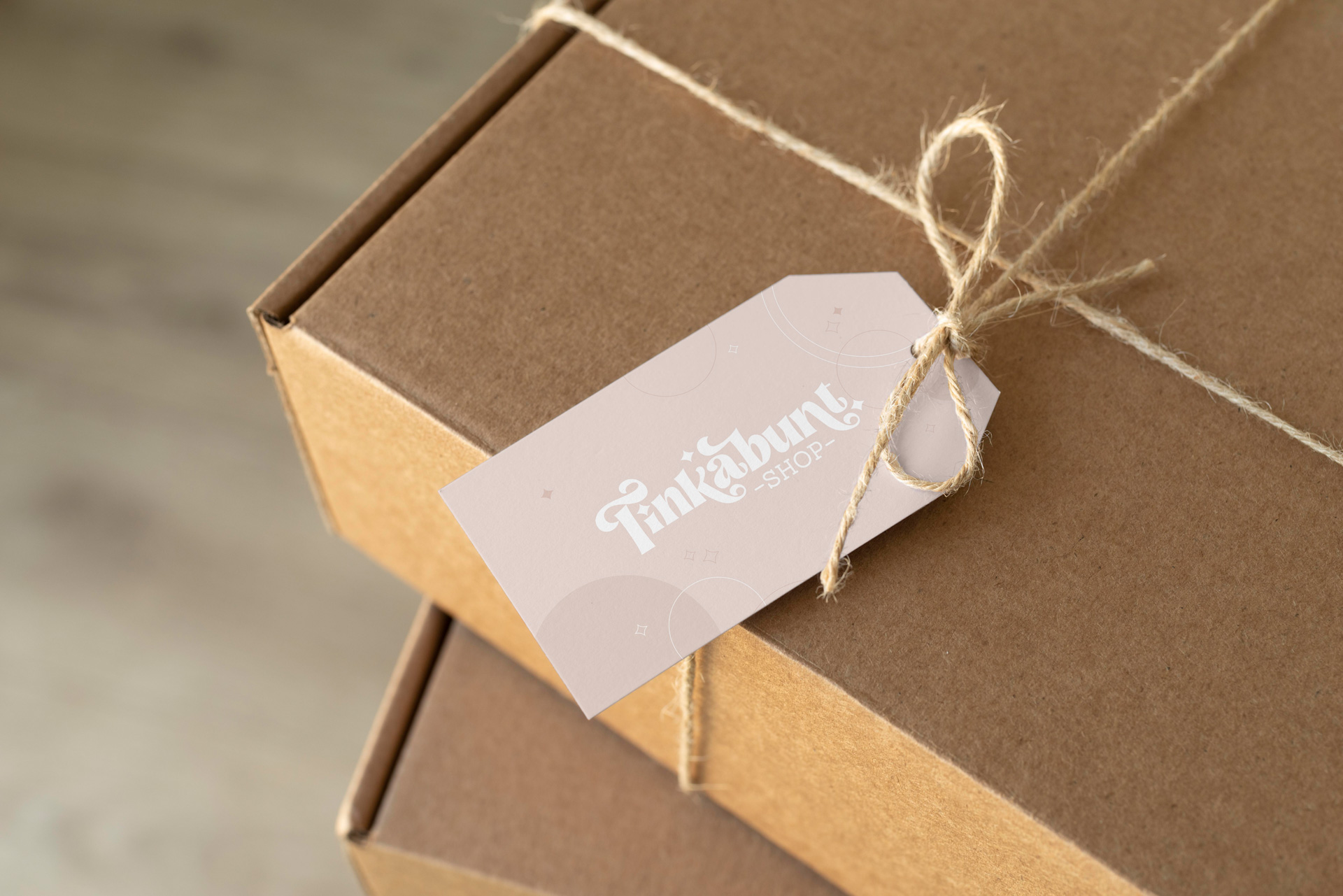 Tinkabunt light pink label on a packaging