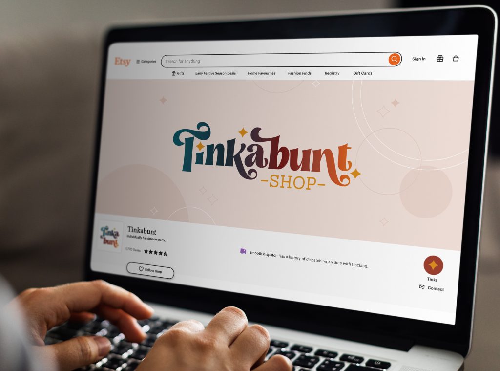 Tinkabunt Etsy-Shop Overview on a kaptop