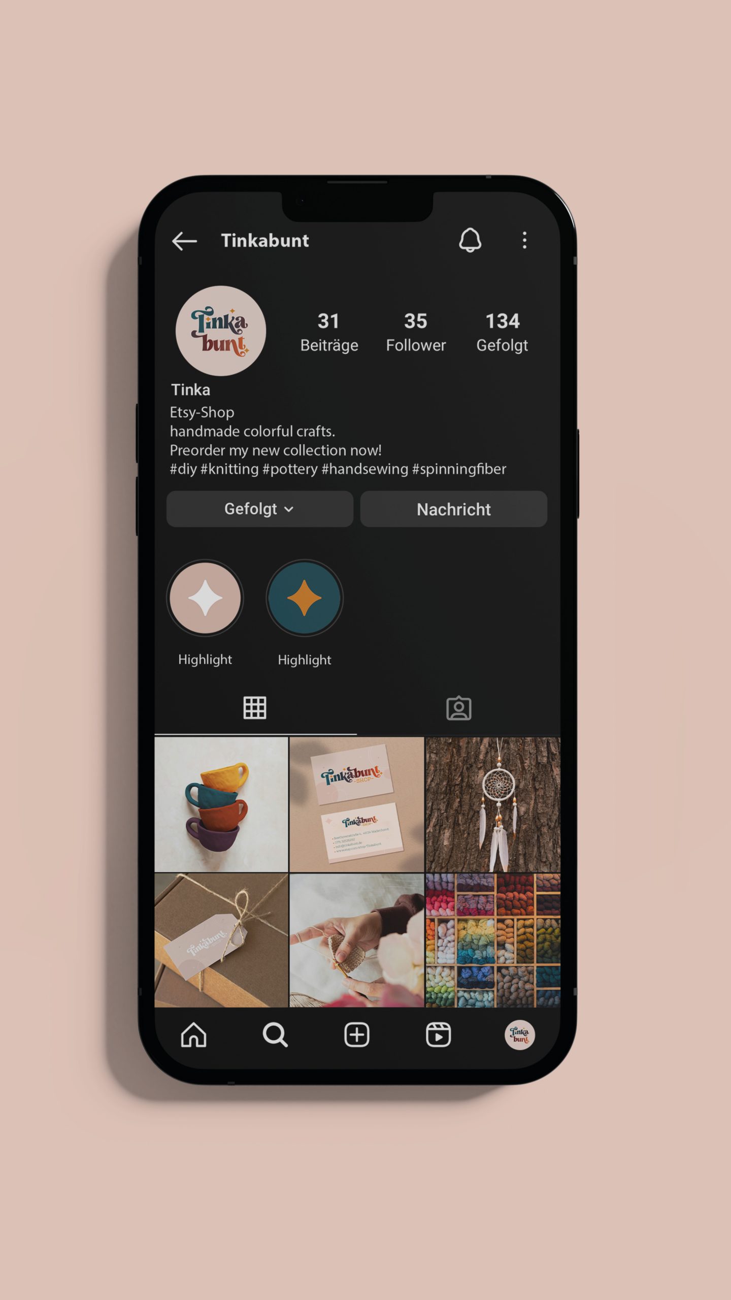 Tinkabunt Social Media Overview on a smartphone