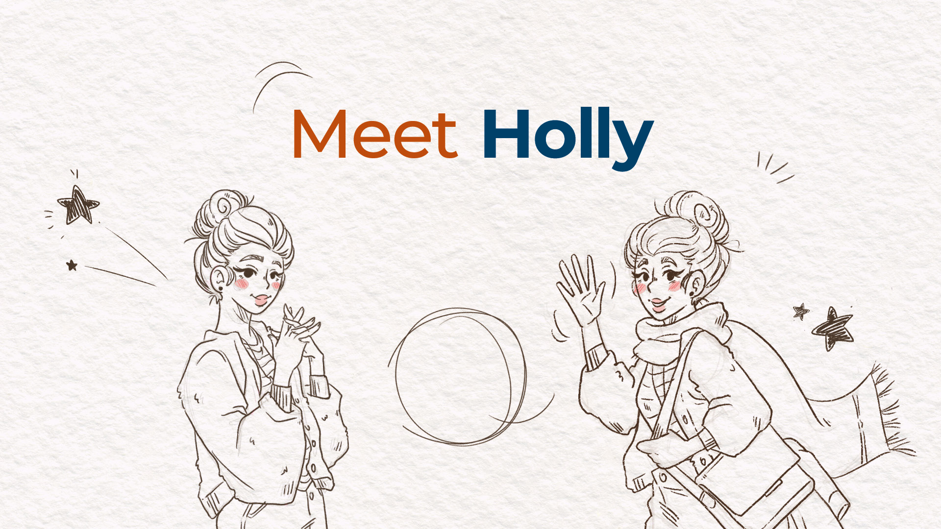 Illustration Character Design of a young woman with a hairbun named Holly