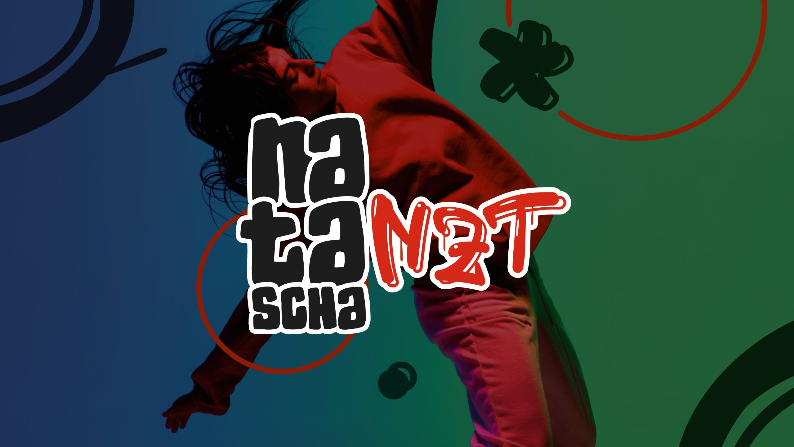 a woman is dancing hip-hop and in front is the font of the logo for Natascha tanzt